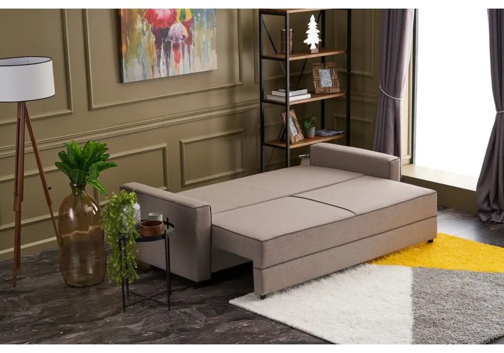 Jasnobrązowa rozkładana sofa 215 cm Ece – Artie