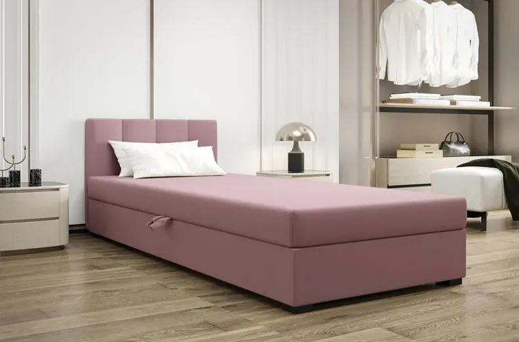 Różowe pojedyncze łóżko z zagłówkiem 120x195 cm A0-L91