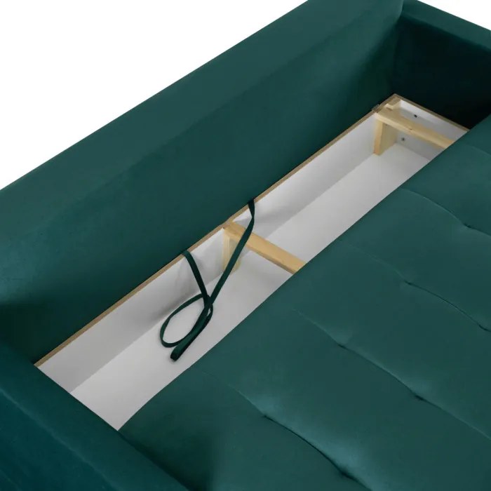 Sofa z Funkcją Spania FAVIO Wersalka Rozkładana Dwuosobowa Welurowa Zielona Nowoczesna do Salonu