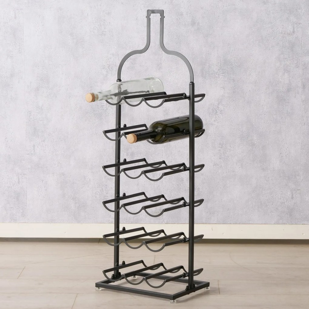 Stojak na wino metalowy w kształcie butelki BOTELLA, wys. 91 cm
