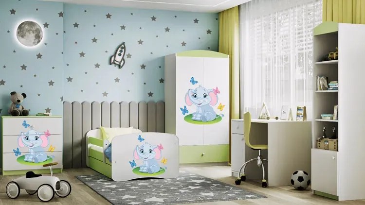 Zielone łóżko dziecięce ze stelażem 80x160 - Rostok 2X