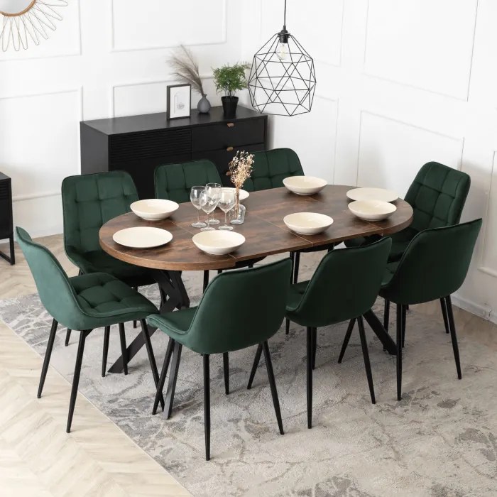 Stół Okrągły Rozkładany DORIAN 80-160 cm Dąb Rustykalny/Czarny Nowoczesny Loft