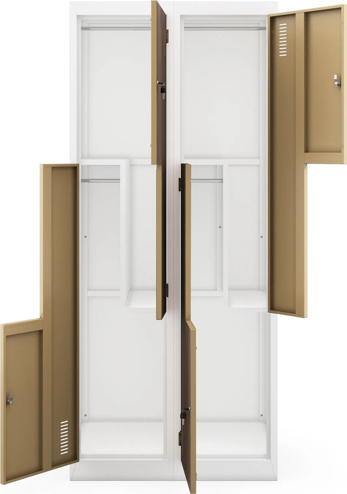 Szafa socjalna czterokomorowa Eco Design Julia, 80x45x185 cm, biały/orzech