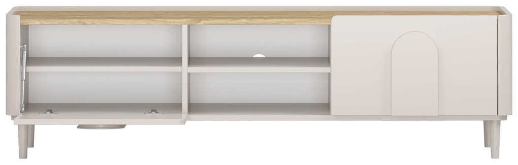 Szafka RTV Amilio 170 cm z szufladą na nóżkach - kaszmir / dąb olejowany / uchwyty kaszmir