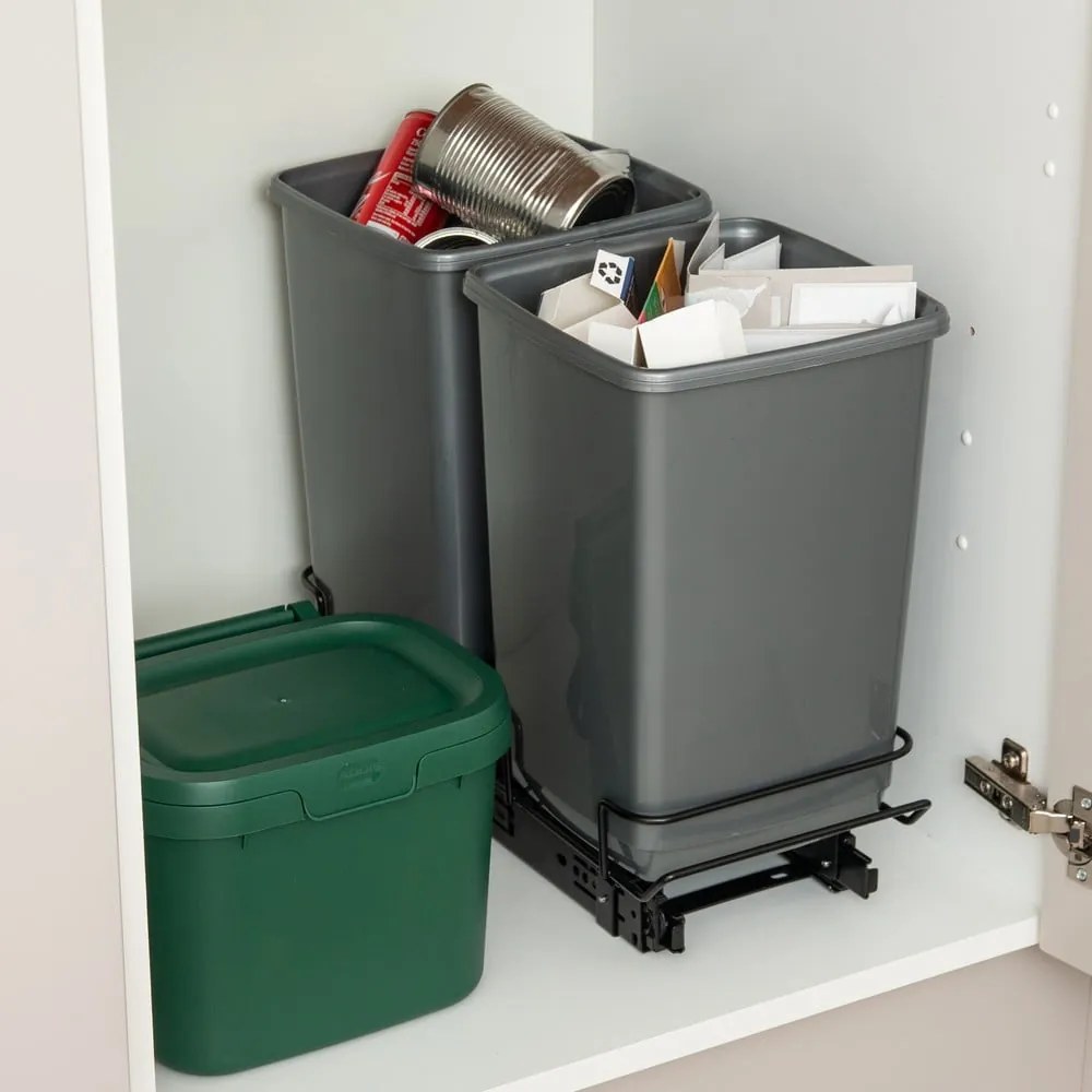 Zestaw 2 szarych koszy na śmieci Addis In-Cupboard Bin, 10 l