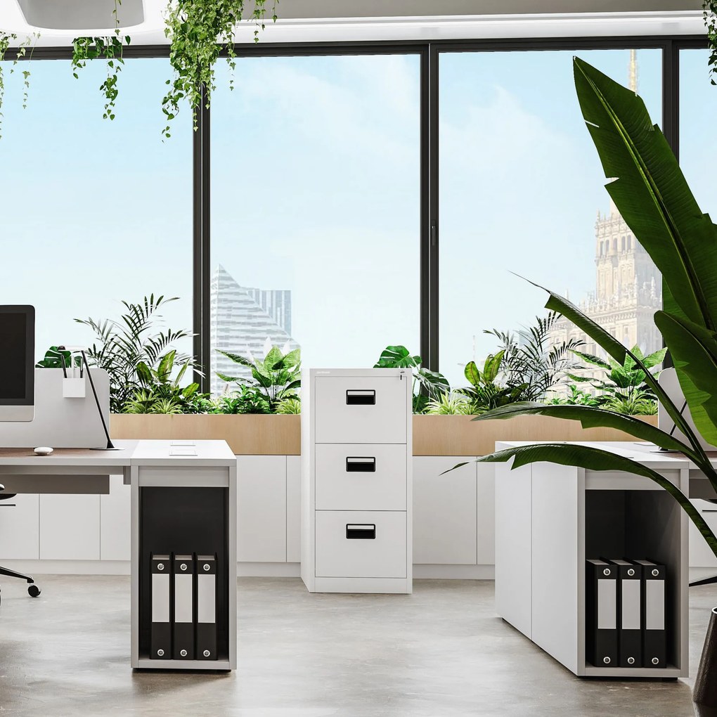 Szafa kartotekowa metalowa z 3 szufladami biała, 460x1020x620 mm: SARA