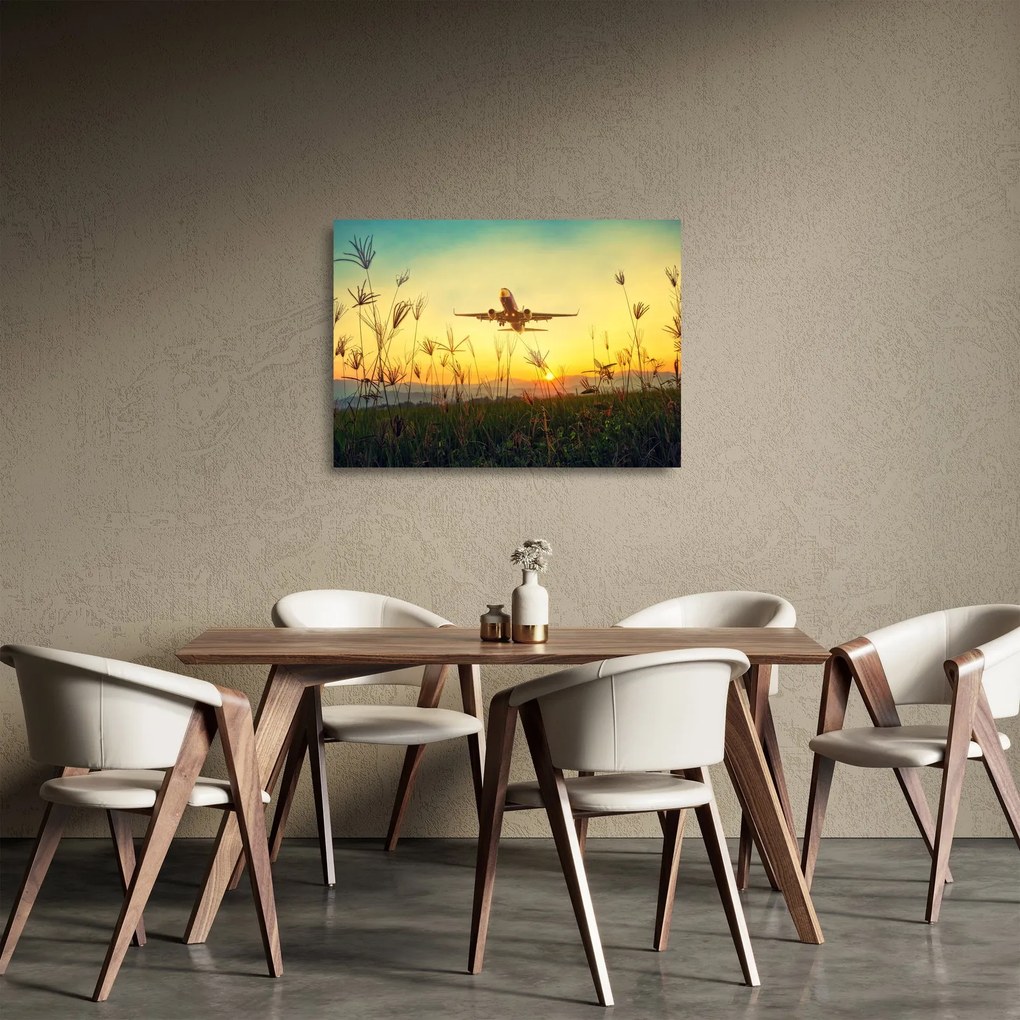 Obraz na szkle - startujący samolot (70x50 cm)