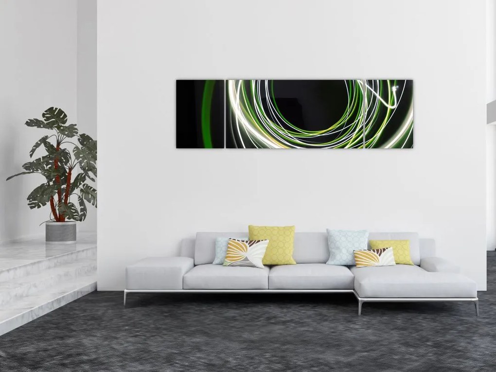 Obraz zielonych kresek (170x50 cm)