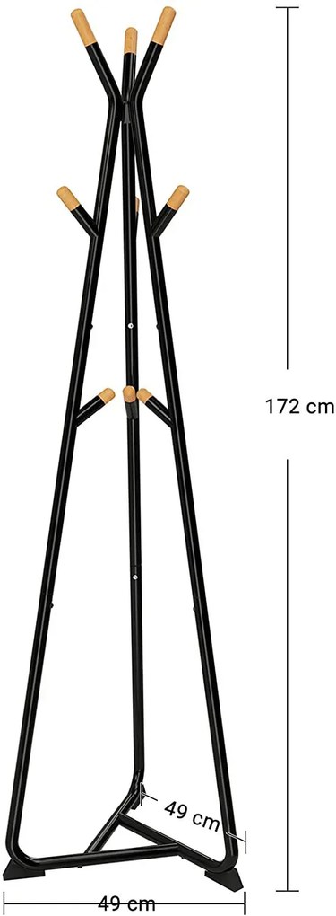 Czarny metalowy wieszak stojący do przedpokoju D9-N09