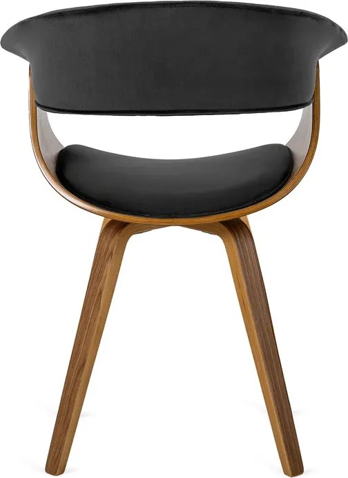 Krzesło Tapicerowane z Drewna Giętego Do Jadalni OHIO 2 Czarne Welurowe Nowoczesne Loft