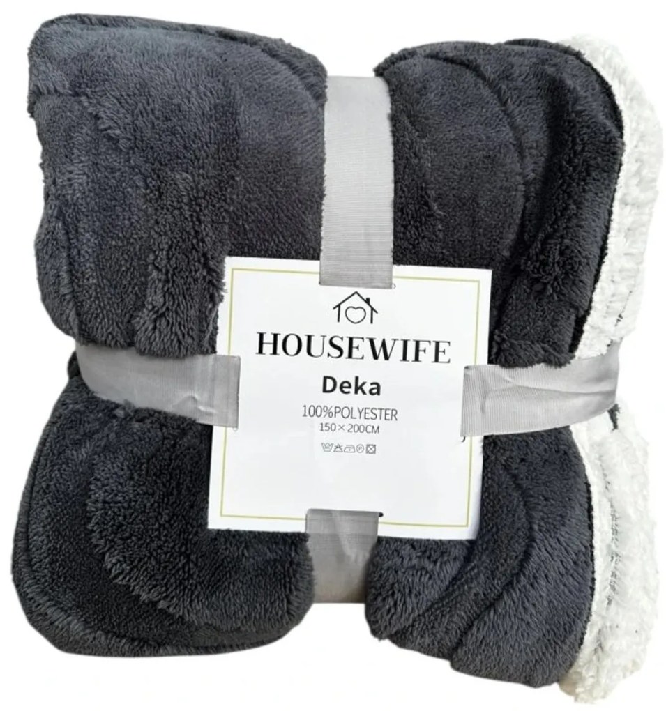 Luksusowy koc z baranka z mikropluszu NESTIVE ciemnoszary Rozmiar: 200 x 230 cm