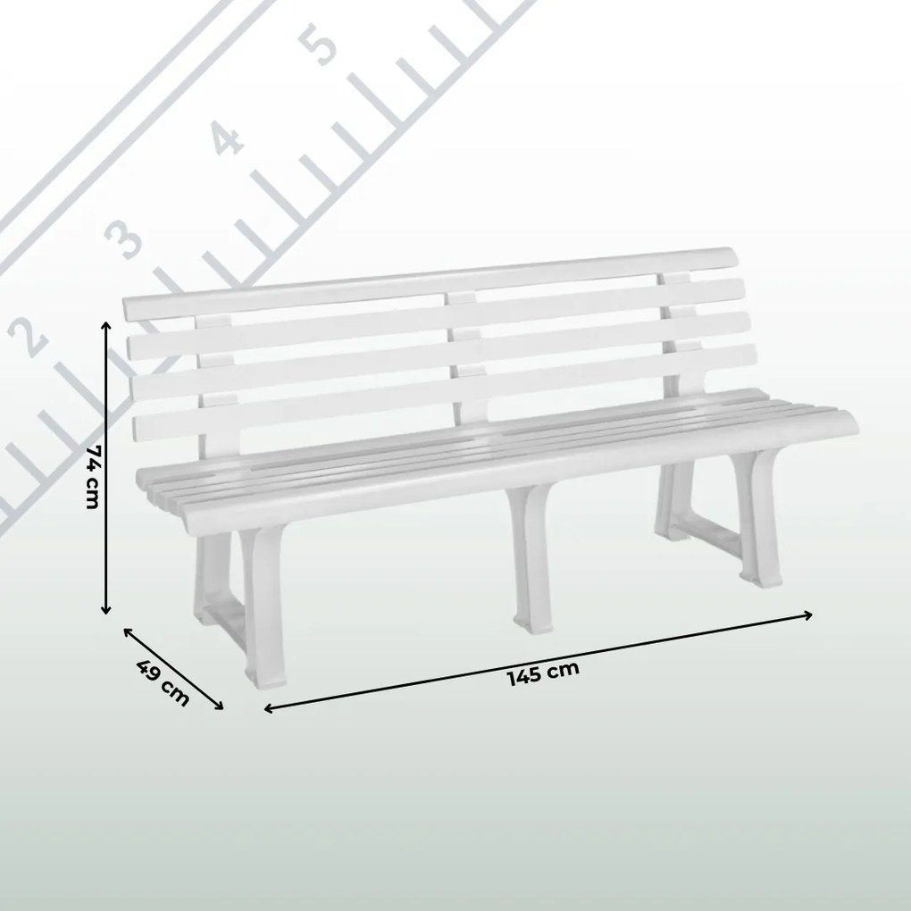Ławka ogrodowa ORCHIDEA, 145x49x74cm, biała I.P.A.E-Progarden
