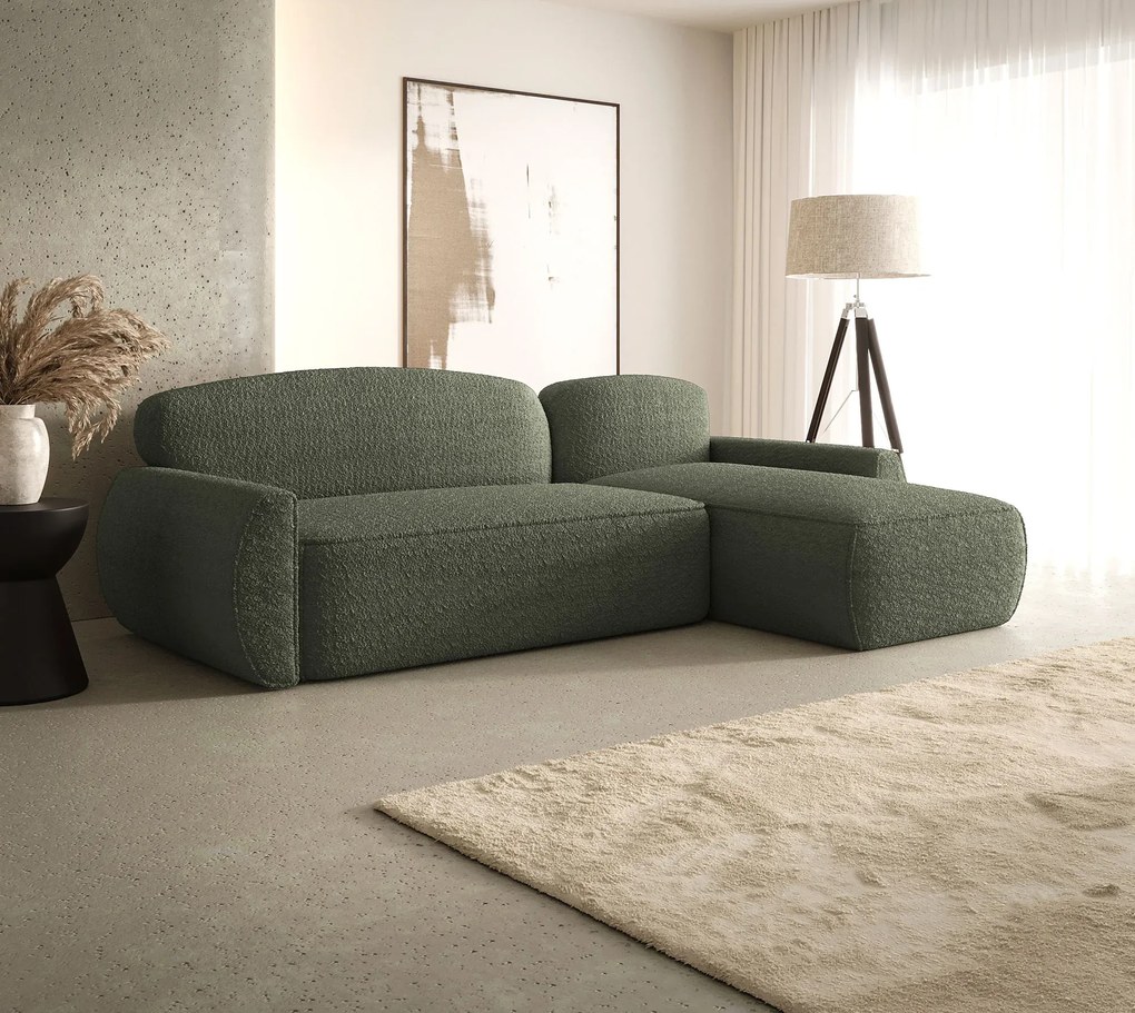 Zielony narożnik L z funkcją spania i pojemnikiem Z0-D01