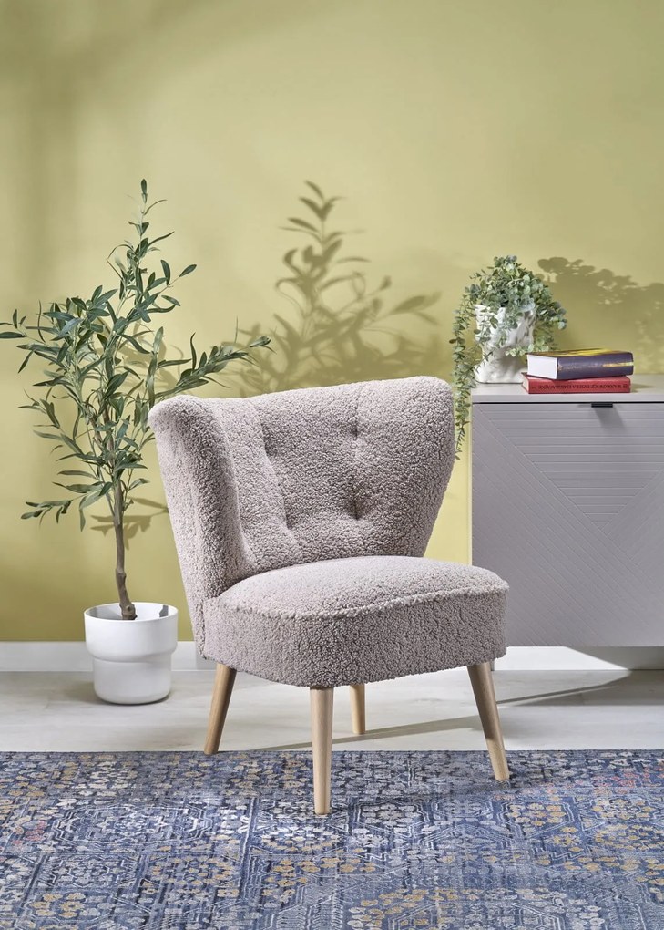 MOCCA Fotel wypoczynkowy Cappucino SVEN TEDDY Nowoczesny Boho Drewno