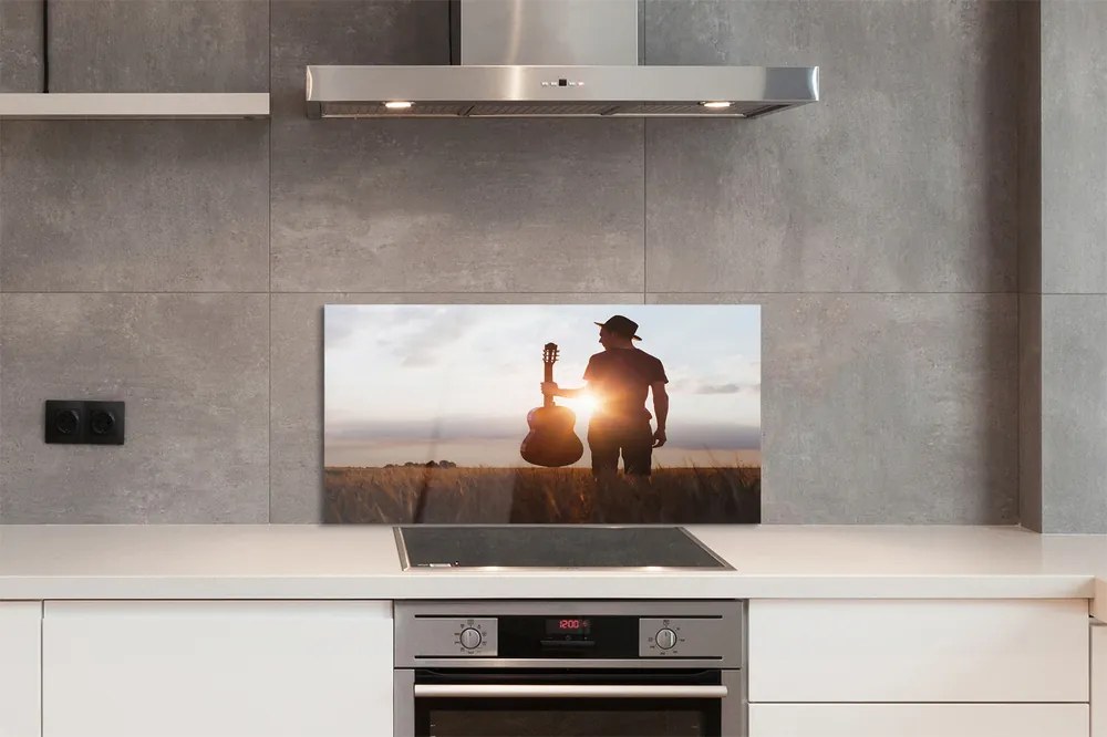 Szklany Panel Muzyk z Gitarą