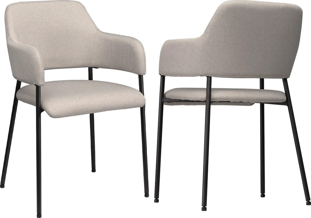 HOMCOM Krzesła do jadalni 2 sztuki wygodne tapicerowane len metalowa rama beżowe do 120 kg | Aosom PL