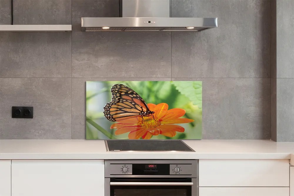 Panel Szklany Symbioza: Motyl i Roślina