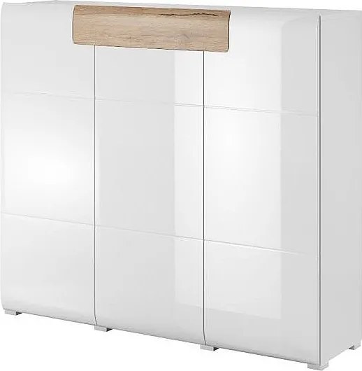 Komoda wysoka TOLEDO 3D1S biała połysk/dąb san remo