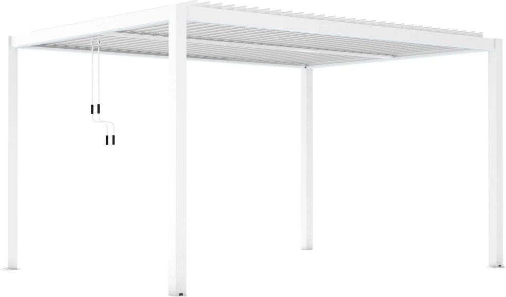 PERGOLA OGRODOWA BIAŁA MANUALNA LUXE 3x4x2.5 M Z OŚWIETLENIEM LED