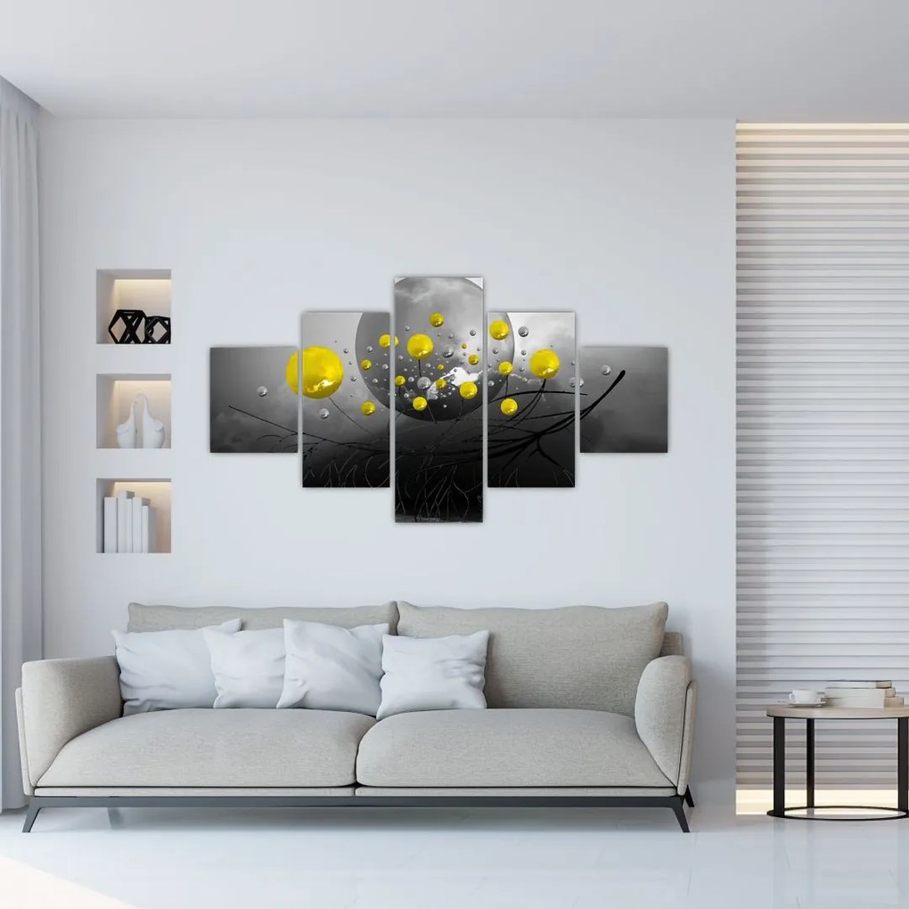 Obraz - żółte abstrakcyjne kule (125x70 cm)