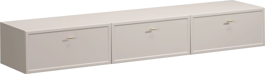 Szafka RTV wisząca Lorini 200 cm z szufladami - kaszmir / złote uchwyty T-bar