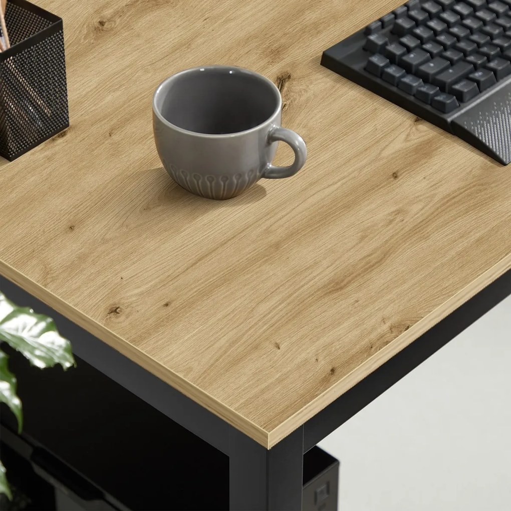 Czarny stół jadalny z blatem w dekorze dąb artisan TESSA 120x60 cm