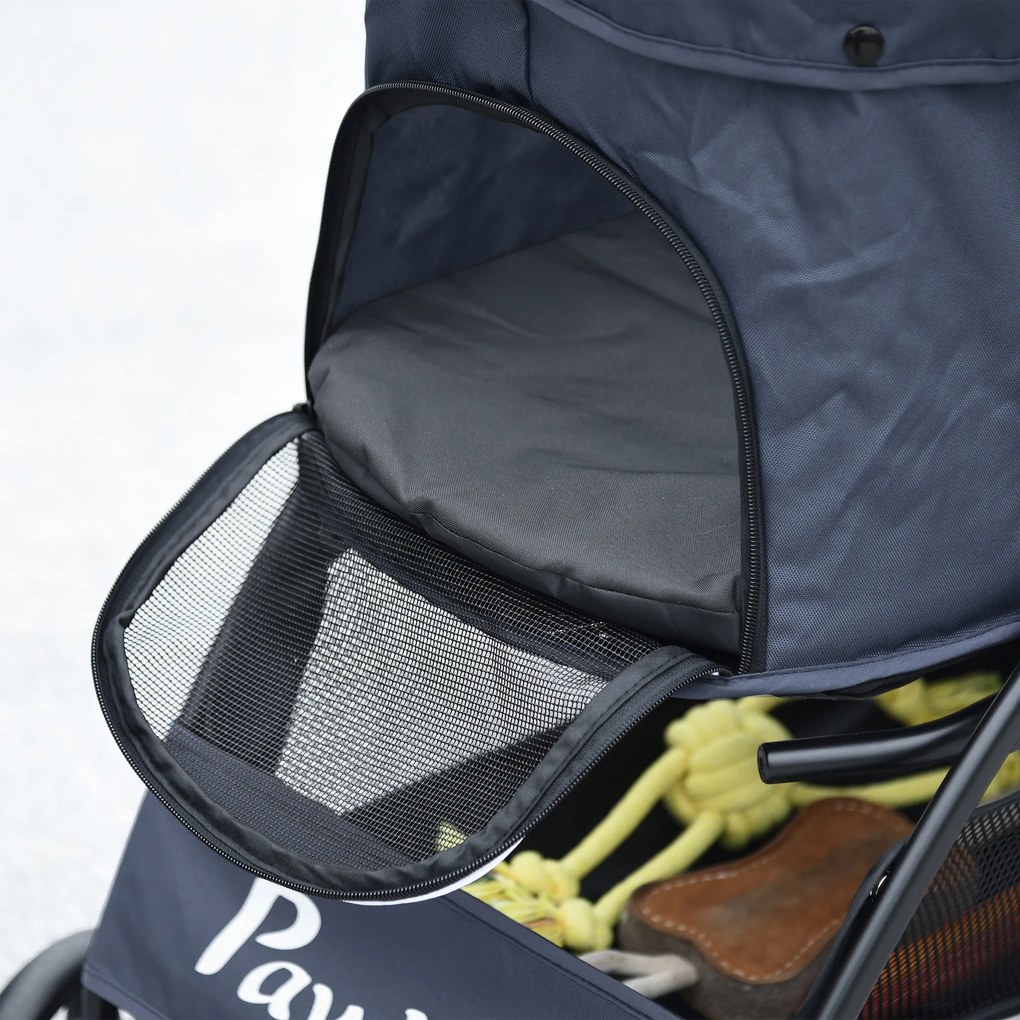 Outsunny Wózek dla Psa Składany 1 Koszyk Poduszka Kieszeń Granatowy | Aosom PL