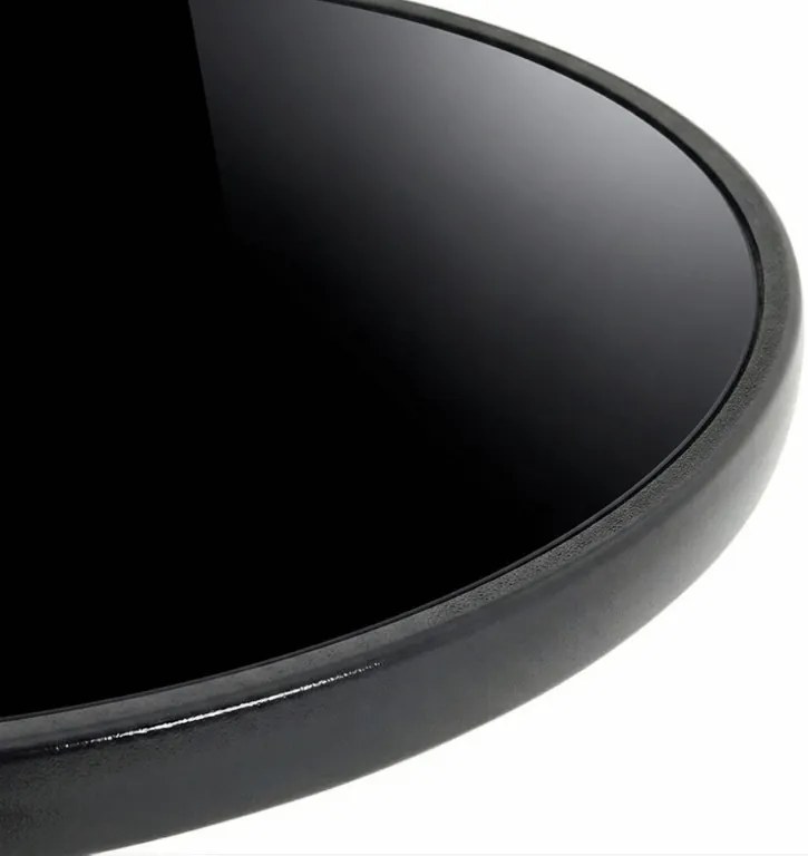 Okrągły stół ogrodowy z szklanym blatem ISLAND BLACK 60 cm, czarny