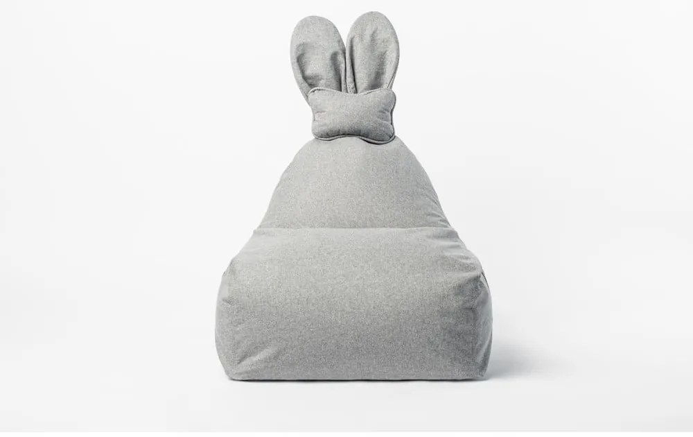 Jasnoszary worek do siedzenia dla dzieci The Brooklyn Kids Funny Bunny