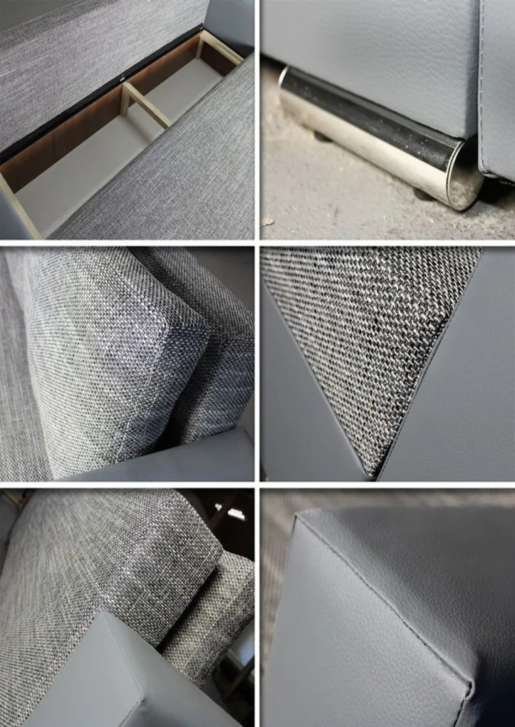 Trzyosobowa, rozkładana sofa, kanapa z funkcją spania i pojemnikiem - KAMILA, berlin 01 + dolaro 04, szaro - szary