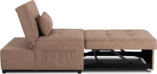 Fotel Wypoczynkowy Rozkładany IBERIS 80 cm Brązowy Tapicerowany Nowoczesny