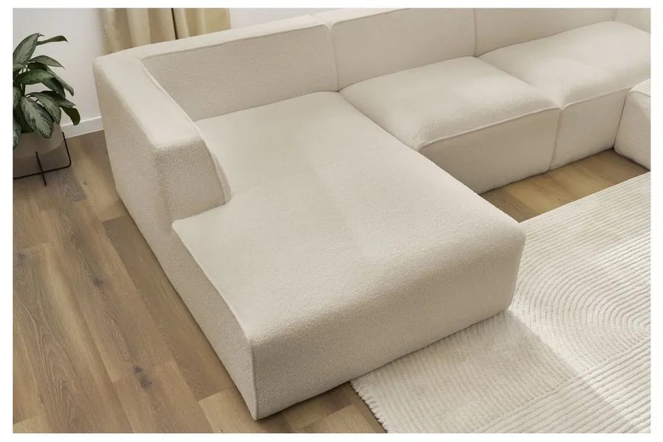 Beżowy narożnik modułowy z materiału bouclé (prawostronny/w kształcie litery U) Megeve – Bobochic Paris