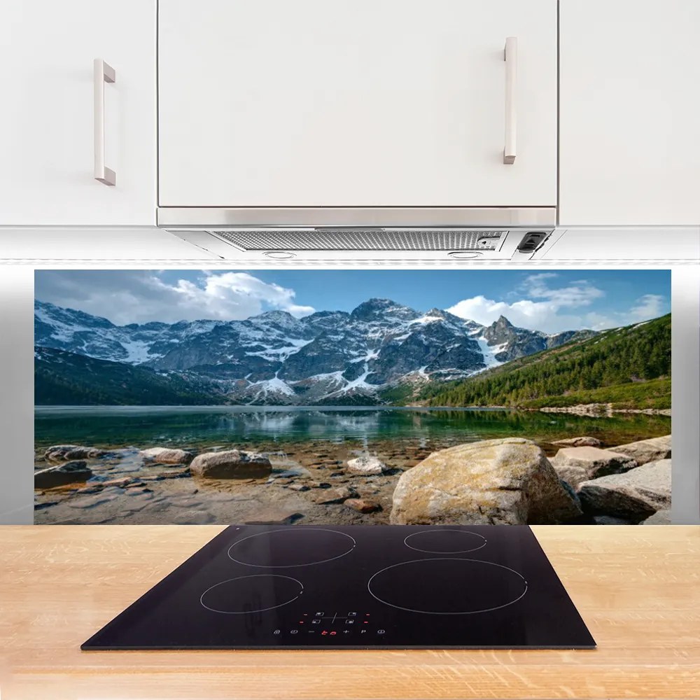 Szkło do Kuchni na Ścianę Górska Panorama Z Jeziorem