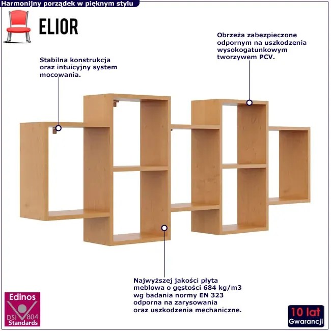 Minimalistyczna półka wisząca olcha G9-W28