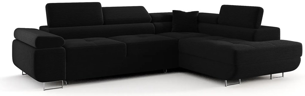 Czarny sztruksowy narożnik tapicerowany S8-W59