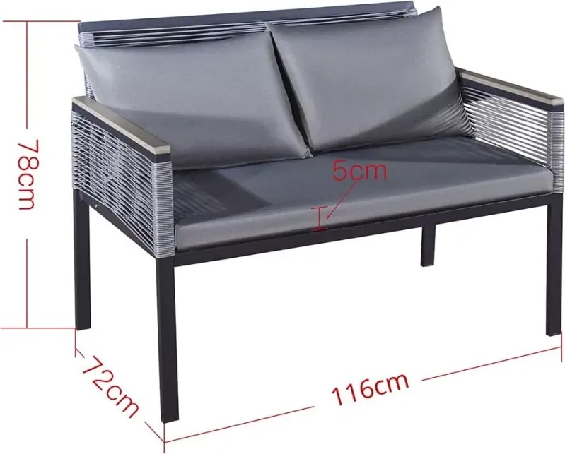 Sofa ogrodowa Solani technorattanu z aluminiową konstrukcją i wodoodpornymi poduszkami – elegancki mebel tarasowy do relaksu