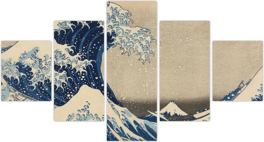 Obraz - Katsushika Hokusai, Under the Wave off Kanagawa, reprodukcje (125x70 cm)