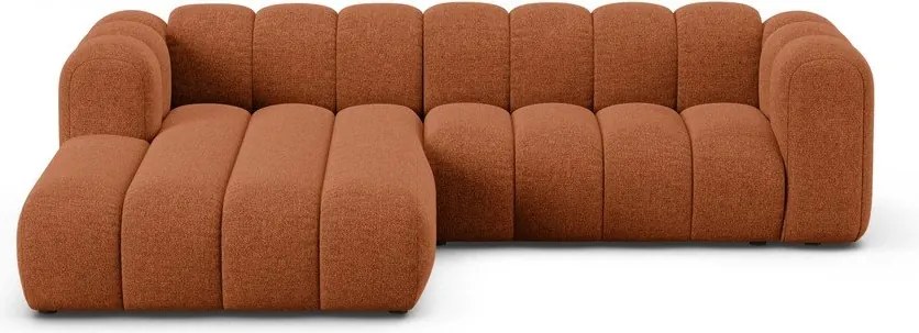 Ceglasty narożnik z tkaniny szenilowej (lewostronny/z szezlongiem) Lupine – Micadoni