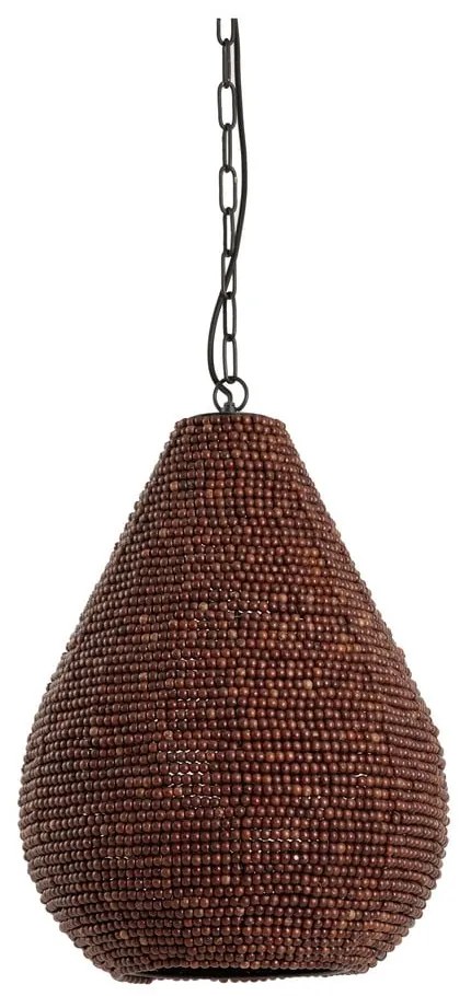 Brązowa lampa wisząca z drewnianym kloszem ø 40 cm Kabinda – Light &amp; Living