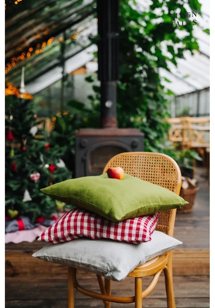 Lniana poszewka na poduszkę 40x40 cm Red Gingham – Linen Tales