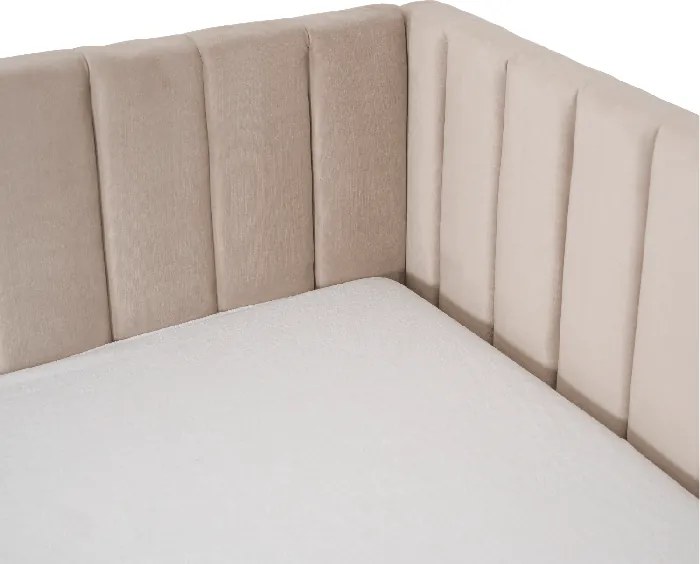 Łóżko Tapicerowane 90x200 cm VILLEMO Podwójne ze Stelażem Rozkładane Młodzieżowe Beżowe