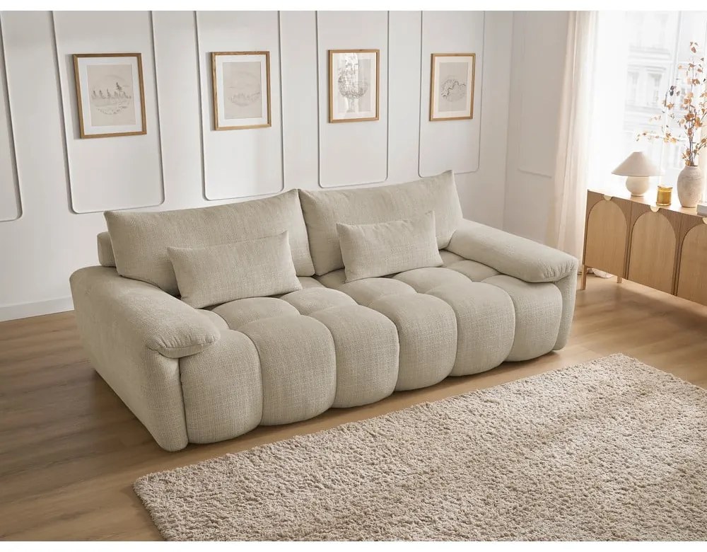 Beżowa sofa z tkaniny szenilowej 264 cm Ivane – Bobochic Paris