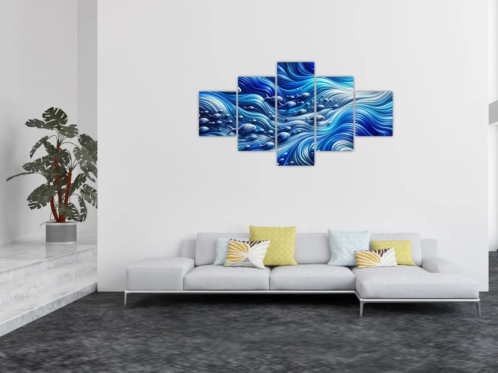 Obraz – Ryby w falach (125x70 cm)
