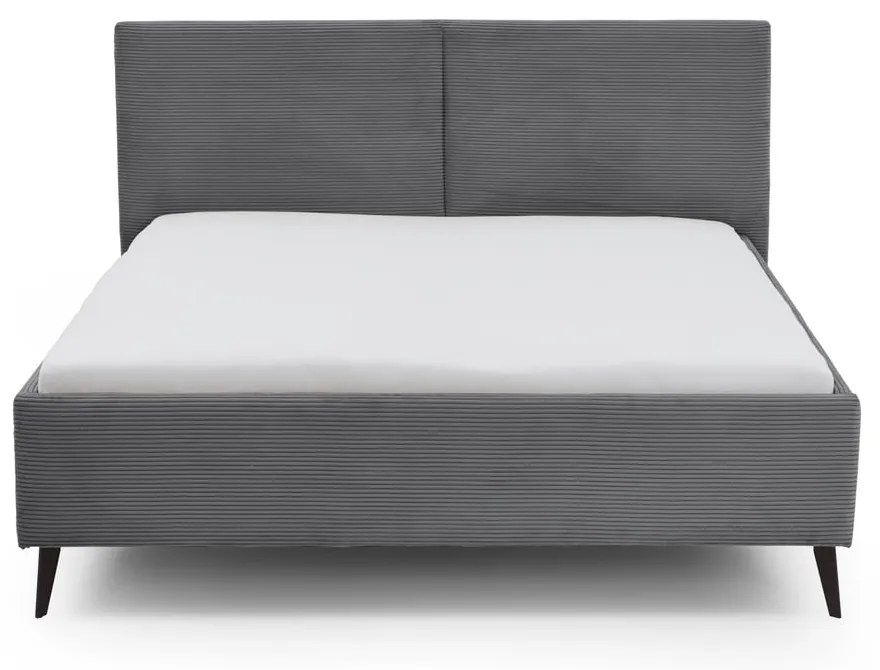 Szare tapicerowane łóżko dwuosobowe ze schowkiem ze stelażem 180x200 cm Lando – Meise Möbel