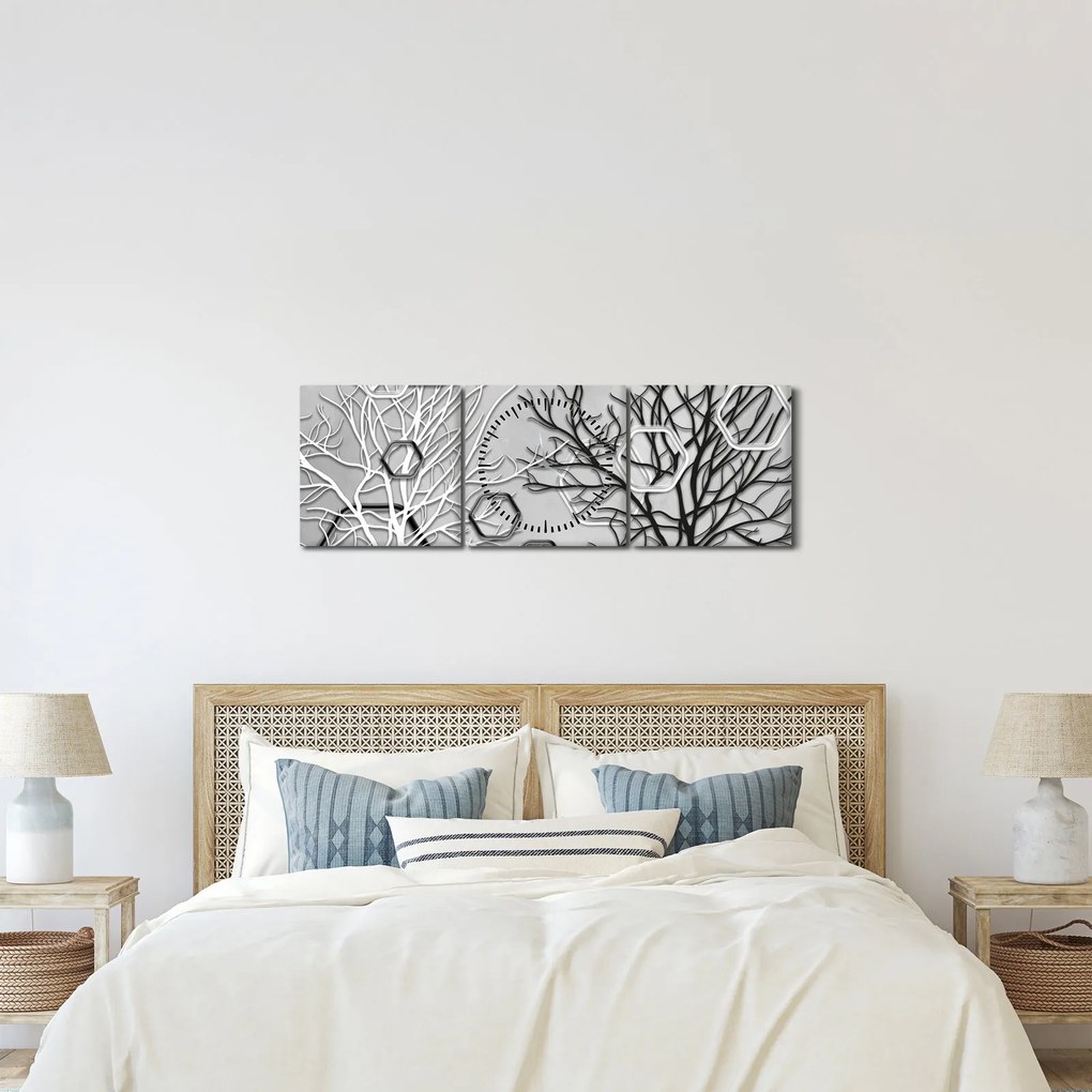 Abstrakcyjny obraz z drzewami (z zegarem) (90x30 cm)