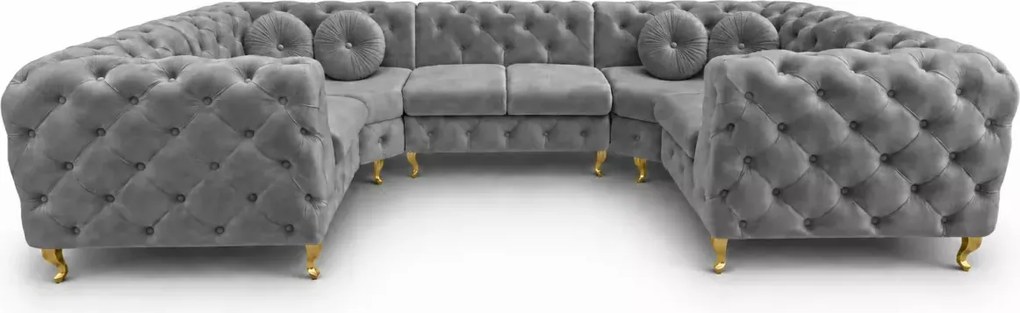 Luksusowy narożnik Chesterfield Moet U z ergonomicznym siedziskiem
