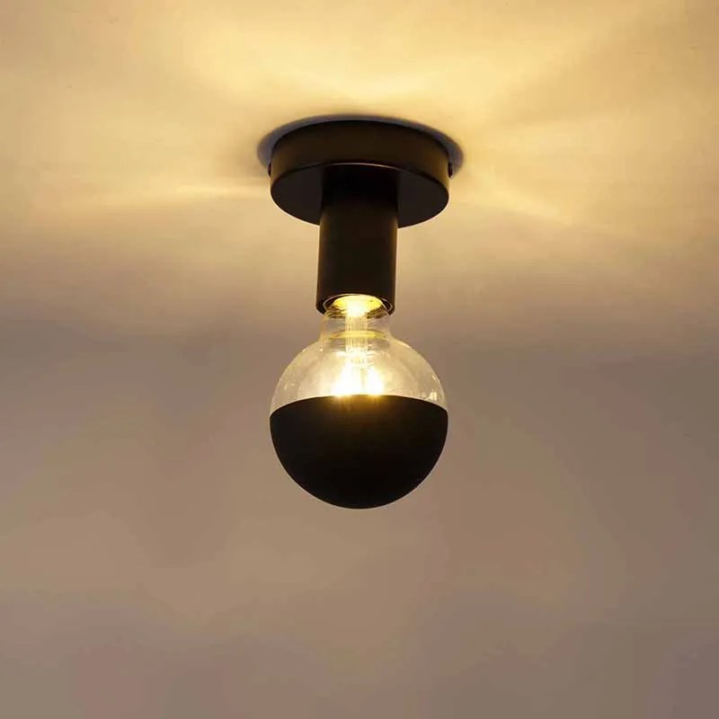 Designerska lampa sufitowa czarna z reflektorem G95 czarnym - Facile