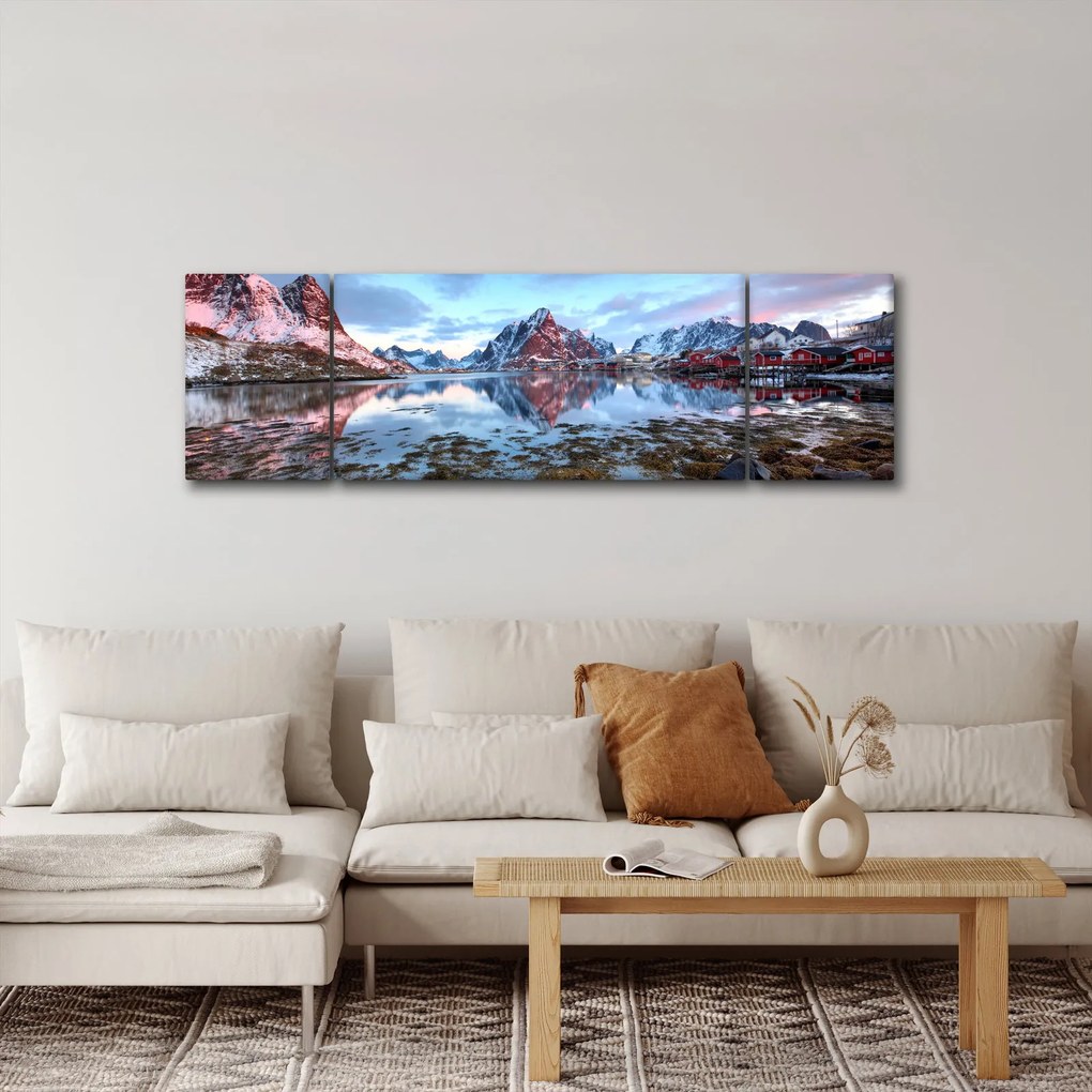 Obraz - Wschód słońca nad Reine (170x50 cm)
