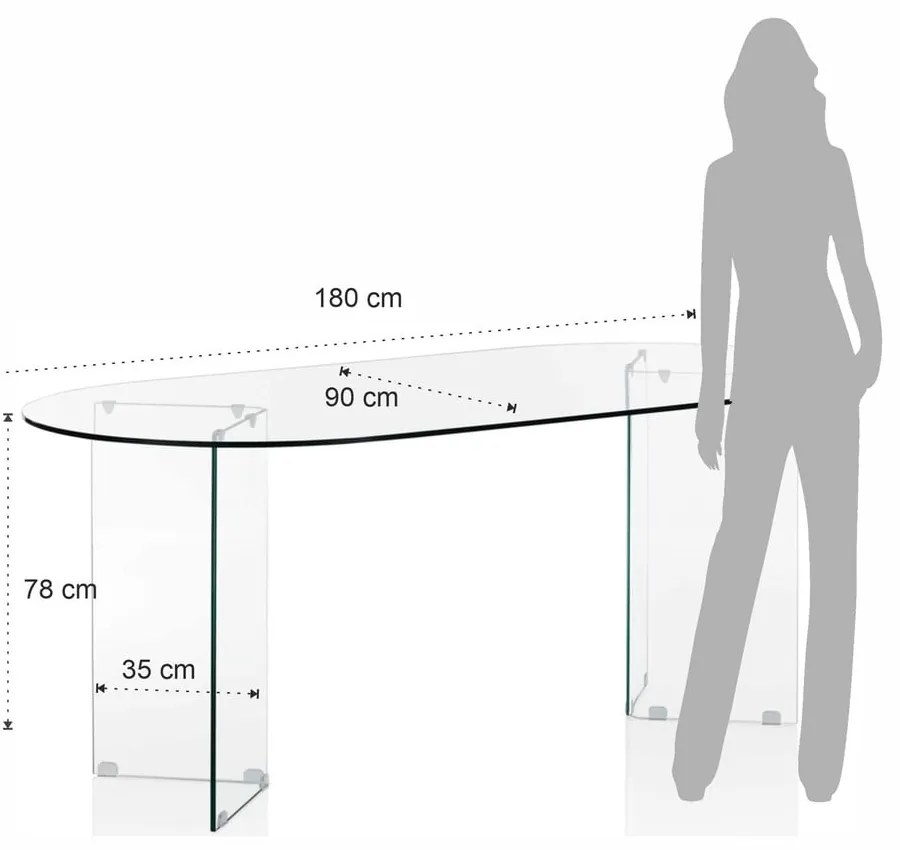 Szklany stół 90x180 cm Kaya – Tomasucci