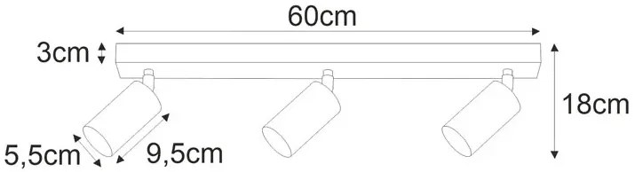 Biała trzypunktowa lampa sufitowa - 4X Biały S891 Z4-R22